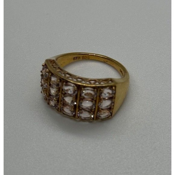 925 STERLING SILVER GOLD PLATED MORGANITE RING SIZE 6.5 - Picture 4 of 10